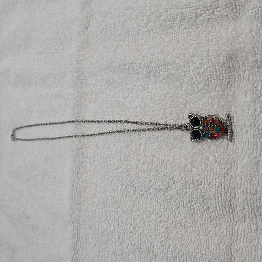 Owl with Multi-Colored Crystal Accents Necklace